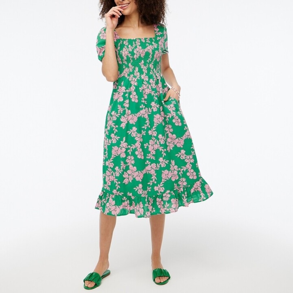 J. Crew Green Floral Dress